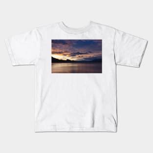 Vibrant Sunset Sky View of Okanagan Lake and Mountains in Summer Kids T-Shirt